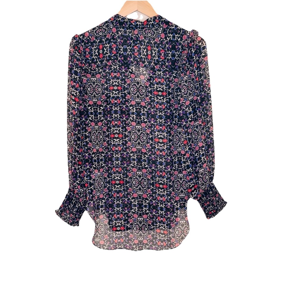 MISA Los Angeles Ruffle Top Womens Size S Floral Sheer Statement Feminine - Picture 3 of 11